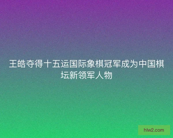 王皓夺得十五运国际象棋冠军成为中国棋坛新领军人物